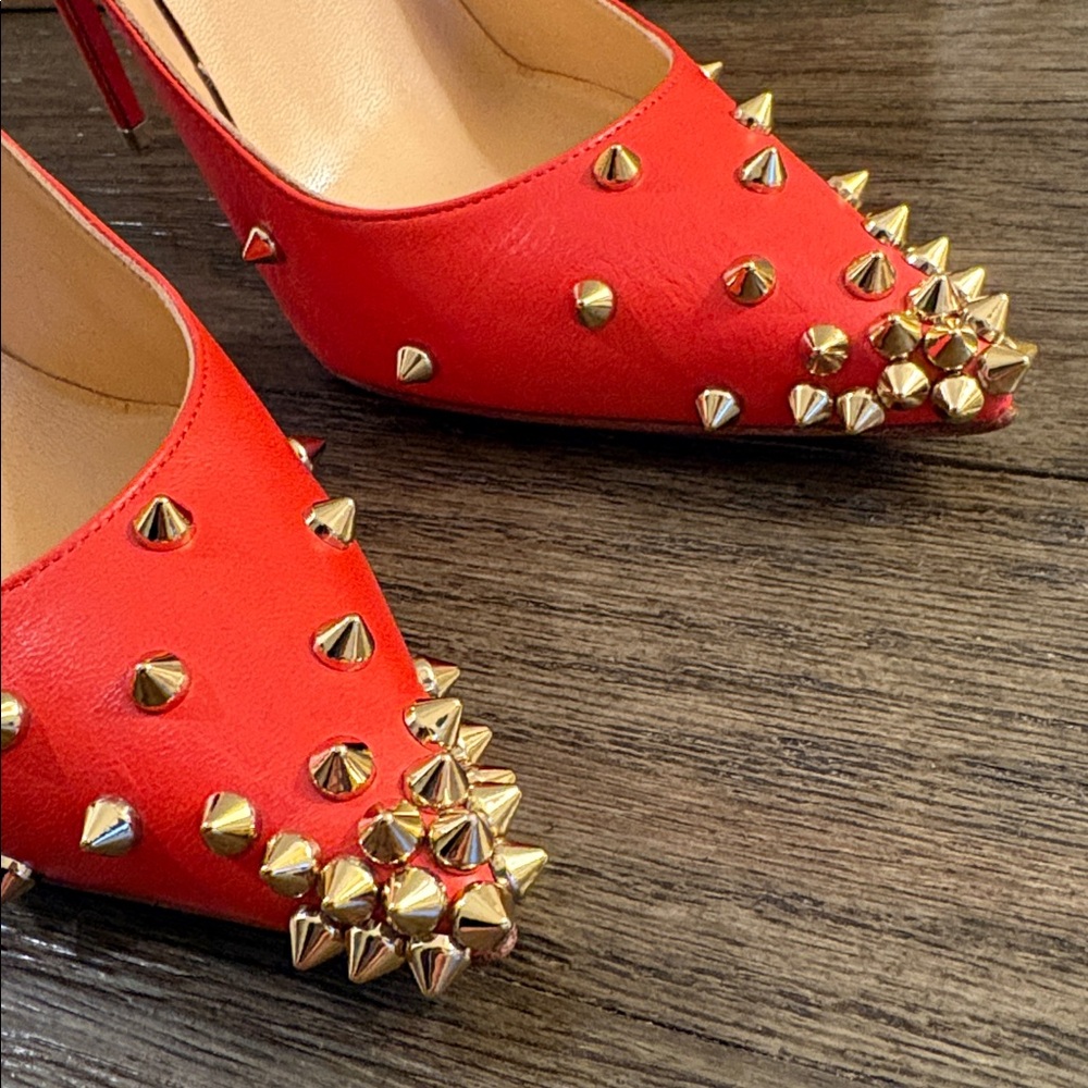 EUC [Christian Louboutin] Degraspike Red Stiletto Heels Pumps Women’s 37 / US 7 - Picture 9 of 16